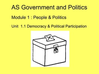 AS Government and Politics Module 1 : People & Politics Unit  1.1 Democracy & Political Participation 