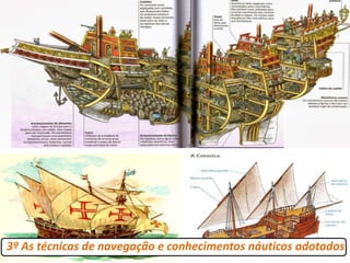 3º As técnicas de navegação e conhecimentos náuticos adotados
 