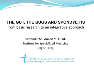 Alexander Shikhman MD, PhD
Institute for Specialized Medicine
July 20, 2013
 
