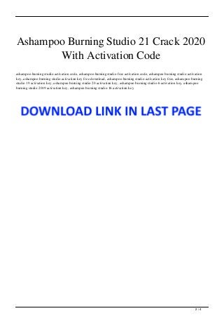Ashampoo Burning Studio 21 Crack 2020 With Activation Code