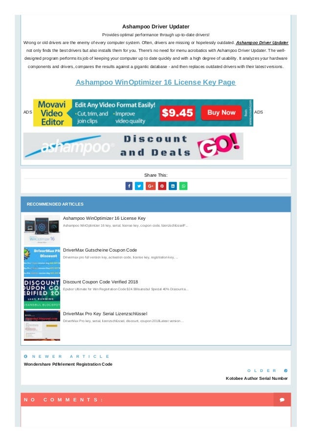ashampoo winoptimizer 16 fully working product license key ashampoo winoptimizer 16 fully working product license key