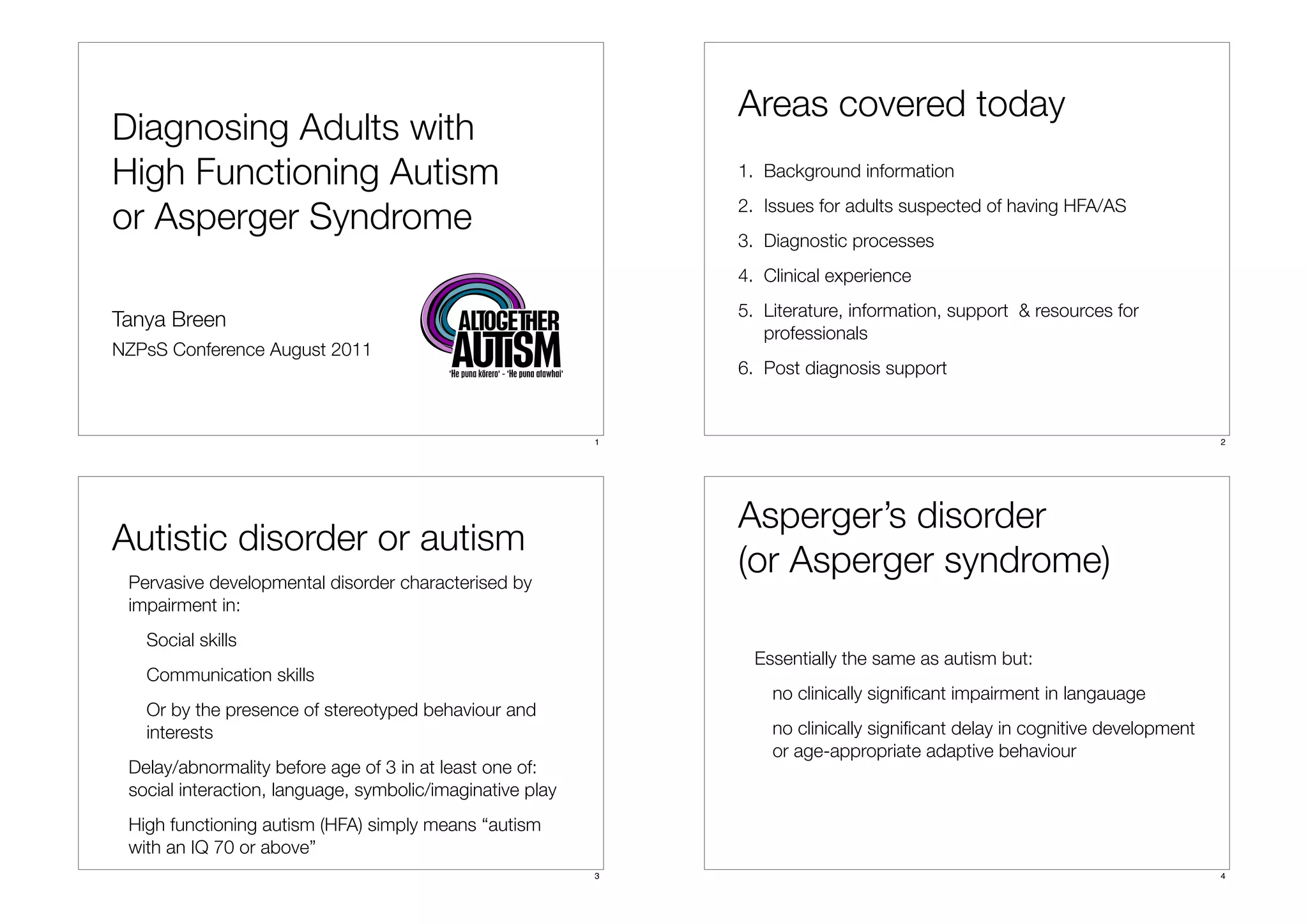 Diagnosing high functioning autism or Asperger syndrome | PDF