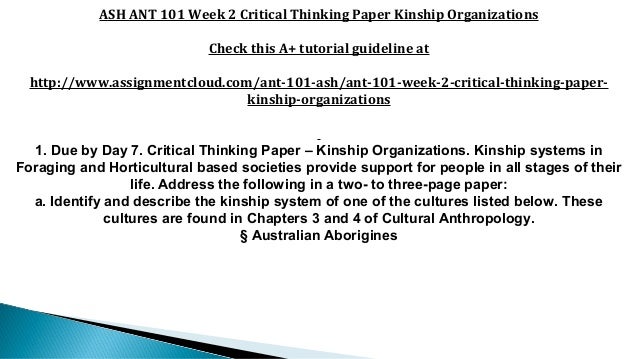 critical thinking application paper kinship organizations