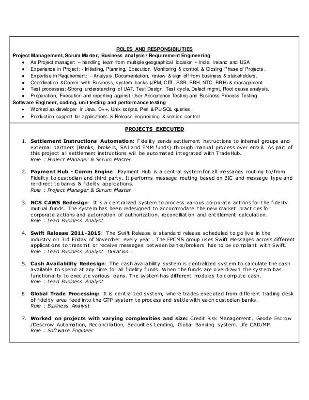 business analyst project manager resumes