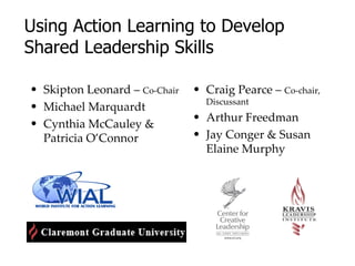 Using Action Learning to Develop Shared Leadership Skills ,[object Object],[object Object],[object Object],[object Object],[object Object],[object Object]