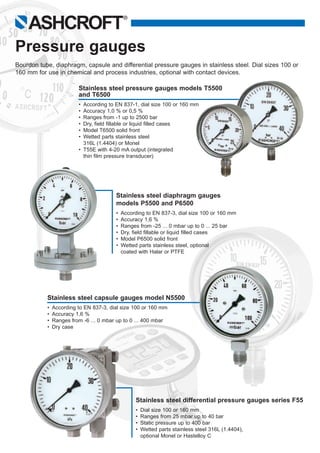 300/400/600/700 Series Vapor Actuated Remote Dial Indicating Thermometers