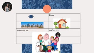 Xxxxx
‫ונוחה‬ ‫קטנה‬ ‫דירה‬ ‫ונוח‬ ‫גדול‬ ‫בית‬
 