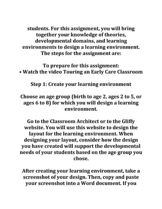 Ash ece 101 week 2 assignment 2 learning environments and developmental ...