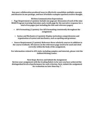 Ash edu 695 week 6 assignment final paper and e portfolio new | DOC