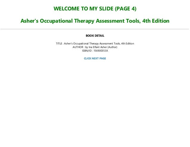 P D F Download Asher S Occupational Therapy Assessment Tools 4th E