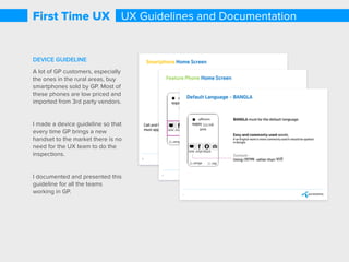Voice Internet
Retail Stores
Web
Media
Advertisements
SMS, USSD
GP Devices
Smartphone
App
Customer
Support
First Time Experience was a
one-year project which aimed
at improving the whole GP
multi-channel experience.
I was involved in the UX
process for all the channels.
However, my major
contributions were in the
sections highlighted in blue.
Project Scope
First Time UX
 