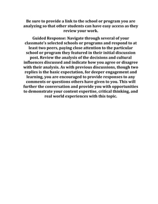 Ashford edu 692 week 5 discussion 1 decisions | PDF