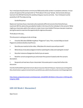 Ashford university gen 103 week 1 | DOCX