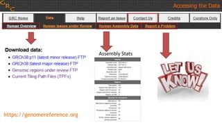Accessing the Data
Assembly Stats
https://genomereference.org
 