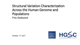 Structural Variation Characterization
Across the Human Genome and
Populations
Fritz Sedlazeck
October, 17, 2017
 