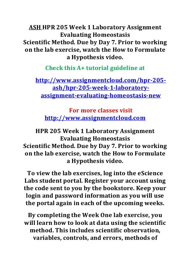 Ash Hpr 205 Week 1 Laboratory Assignment Evaluating Homeostasis