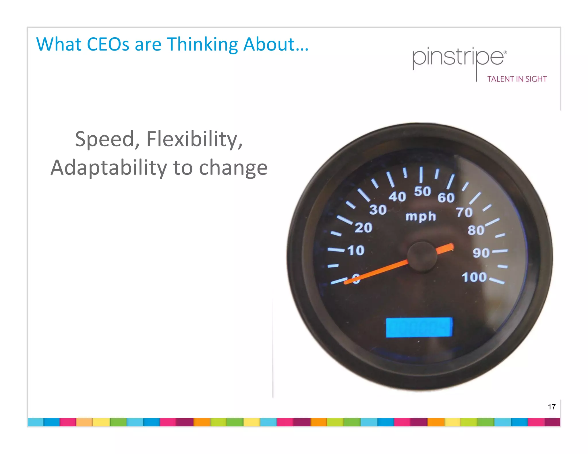 What CEOs are Thinking About…



   Speed, Flexibility, 
 Adaptability to change




                                17
 