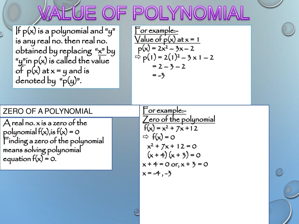 powerpoint presentation on polynomials for class 10