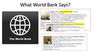 What World Bank Says?
 