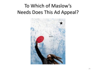 To Which of Maslow’s
Needs Does This Ad Appeal?
24
 