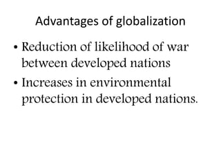 EFFECTS AND BENEFITS OF GLOBALISATION | PPTX