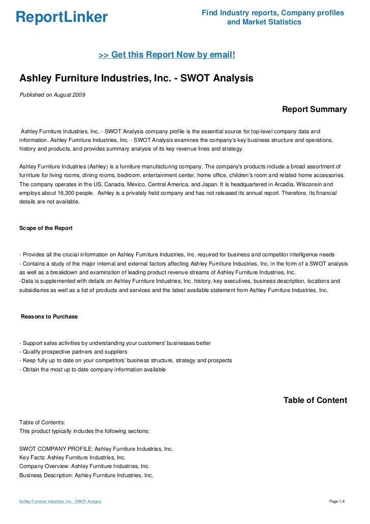 Ashley Furniture Industries Inc Swot Analysis