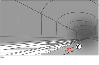 Scene 038 Panel 6
Dialog
Notes
Train going down tunnel and we see one yoyo bouncing over the tracks.
 