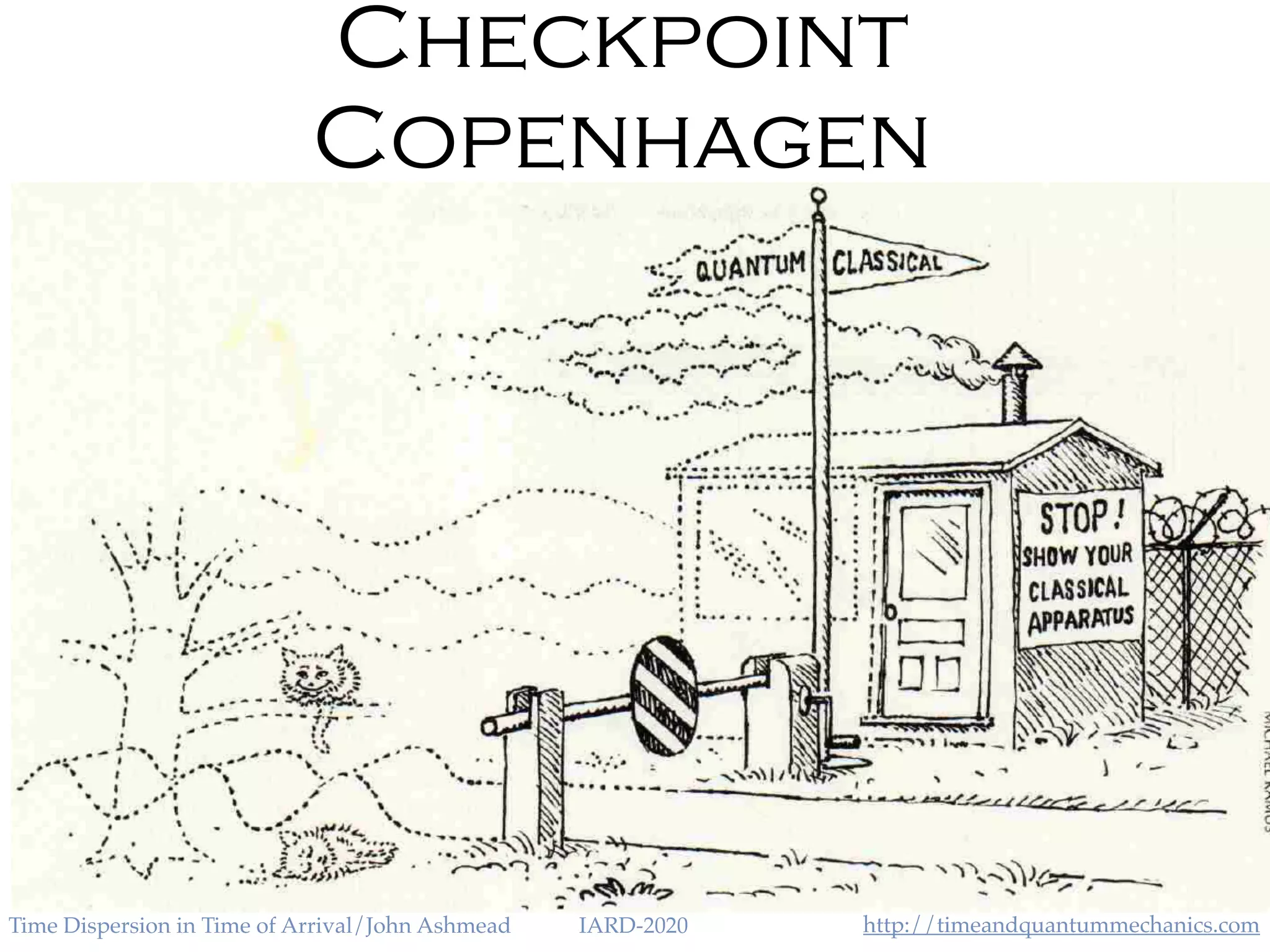 http://timeandquantummechanics.comTime Dispersion in Time of Arrival/John Ashmead IARD-2020
Checkpoint
Copenhagen
 
