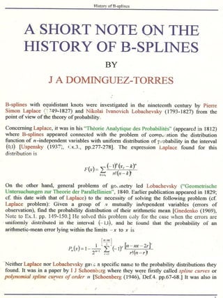 A short note on the history of B-splines