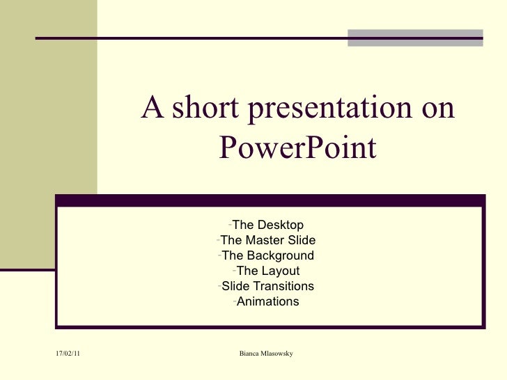 short presentation means