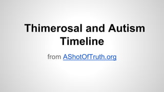 Thimerosal and Autism
Timeline
from AShotOfTruth.org
 