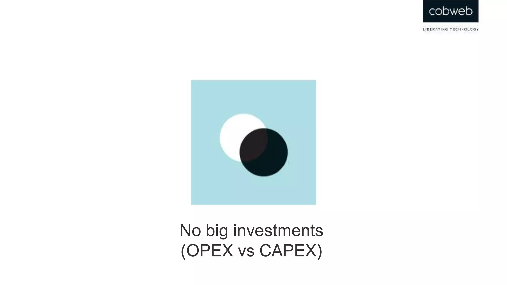 No big investments
(OPEX vs CAPEX)
 