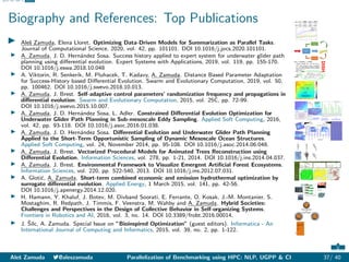 Abstract NLP UGPP CI References
Biography and References: Top Publications
I Aleš Zamuda, Elena Lloret. Optimizing Data-D...
