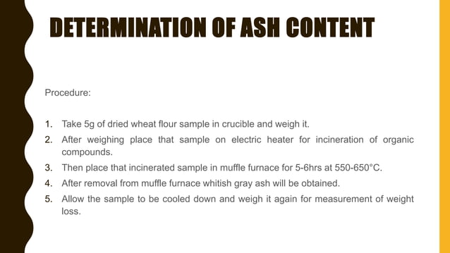 Determination of Ash content in food samples | PPTX | Chemistry | Science