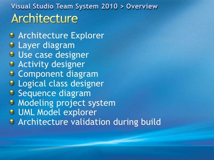Overview of Visual Studio Team System 2010        Overview of Visual Studio Team System 2010