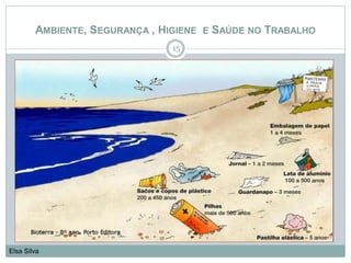 15
Elsa Silva
AMBIENTE, SEGURANÇA , HIGIENE E SAÚDE NO TRABALHO
 