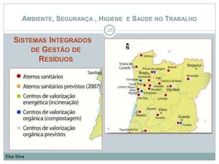 SISTEMAS INTEGRADOS
DE GESTÃO DE
RESÍDUOS
28
Elsa Silva
AMBIENTE, SEGURANÇA , HIGIENE E SAÚDE NO TRABALHO
 