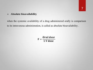 Bioavailability and Factors Affecting Bioavailability of drug