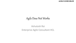 Agile Dose Not Works
Ashutosh Rai
Enterprise Agile Consultant HCL
 