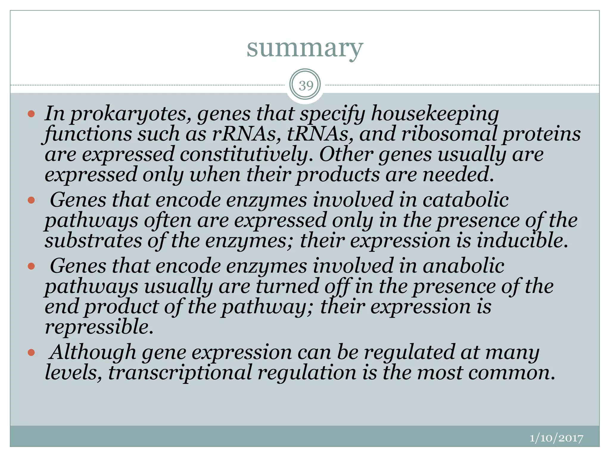 GENE REGULATION IN PROKARYOTES | PPTX