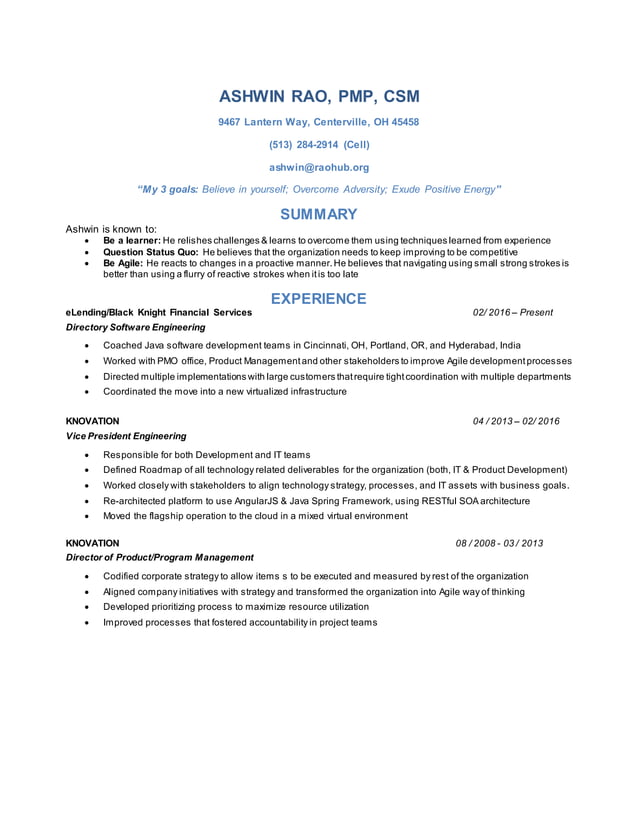 Ashwin Rao's Resume | PDF