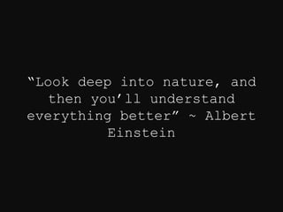 “Look deep into nature, and
then you’ll understand
everything better” ~ Albert
Einstein
 