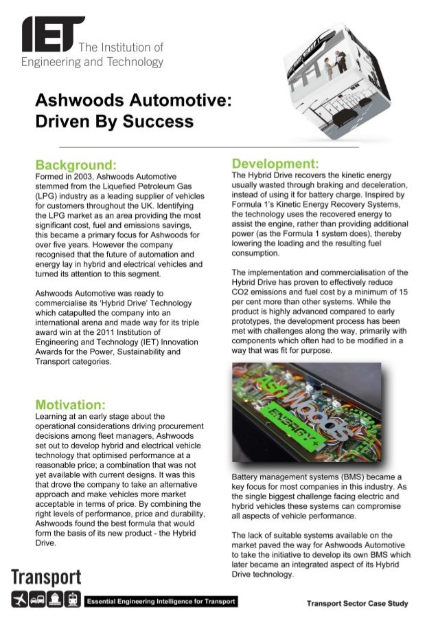 Ashwood Electric Vehicle cases study
