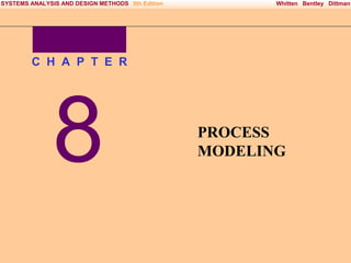 SYSTEMS ANALYSIS AND DESIGN METHODS 5th Edition

Whitten Bentley Dittman

C H A P T E R

8
Irwin/McGraw-Hill

PROCESS
MODELING

Copyright © 2000 The McGraw-Hill Companies. All Rights reserved

 