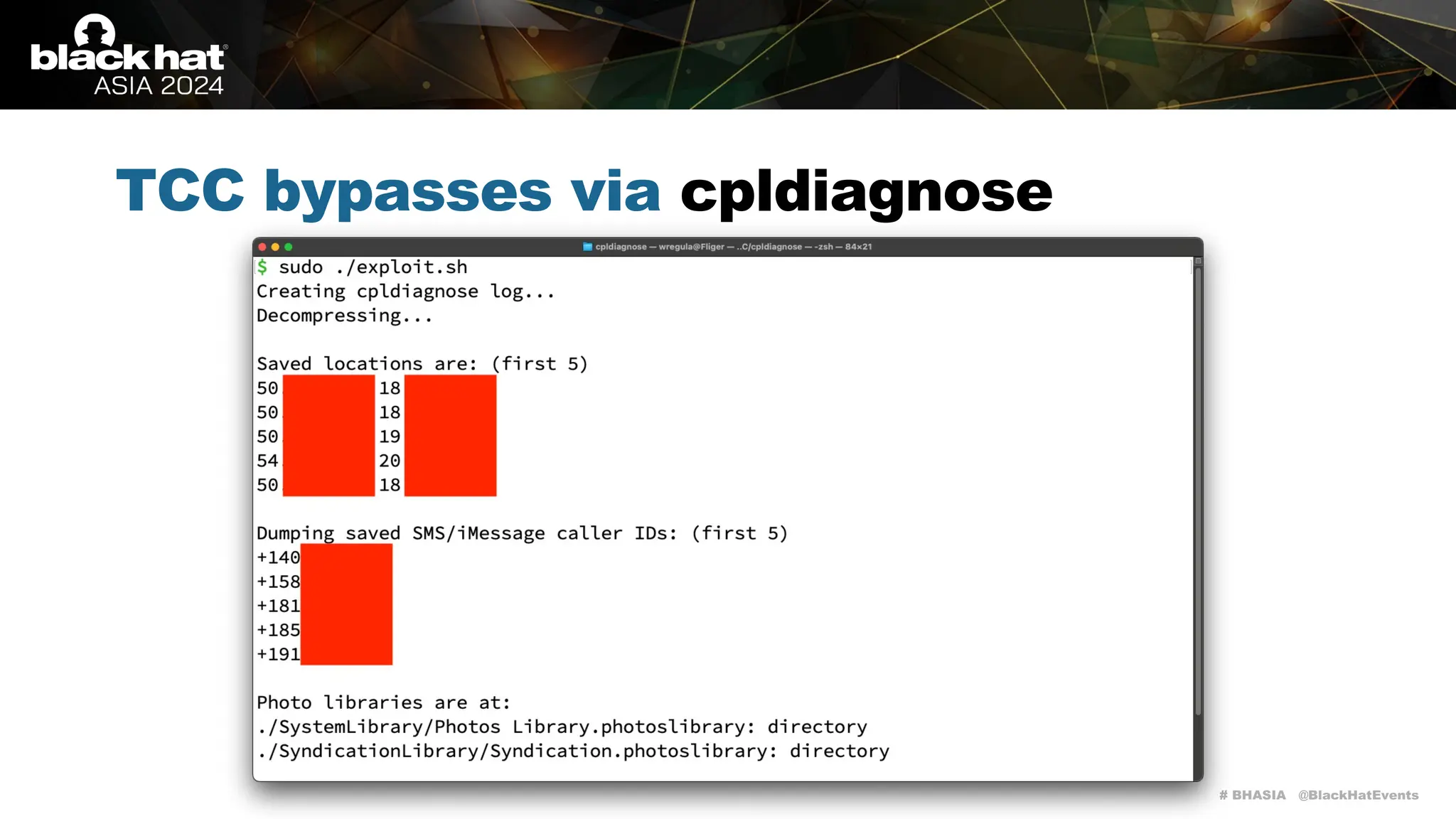 # BHASIA @BlackHatEvents
TCC bypasses via cpldiagnose
 