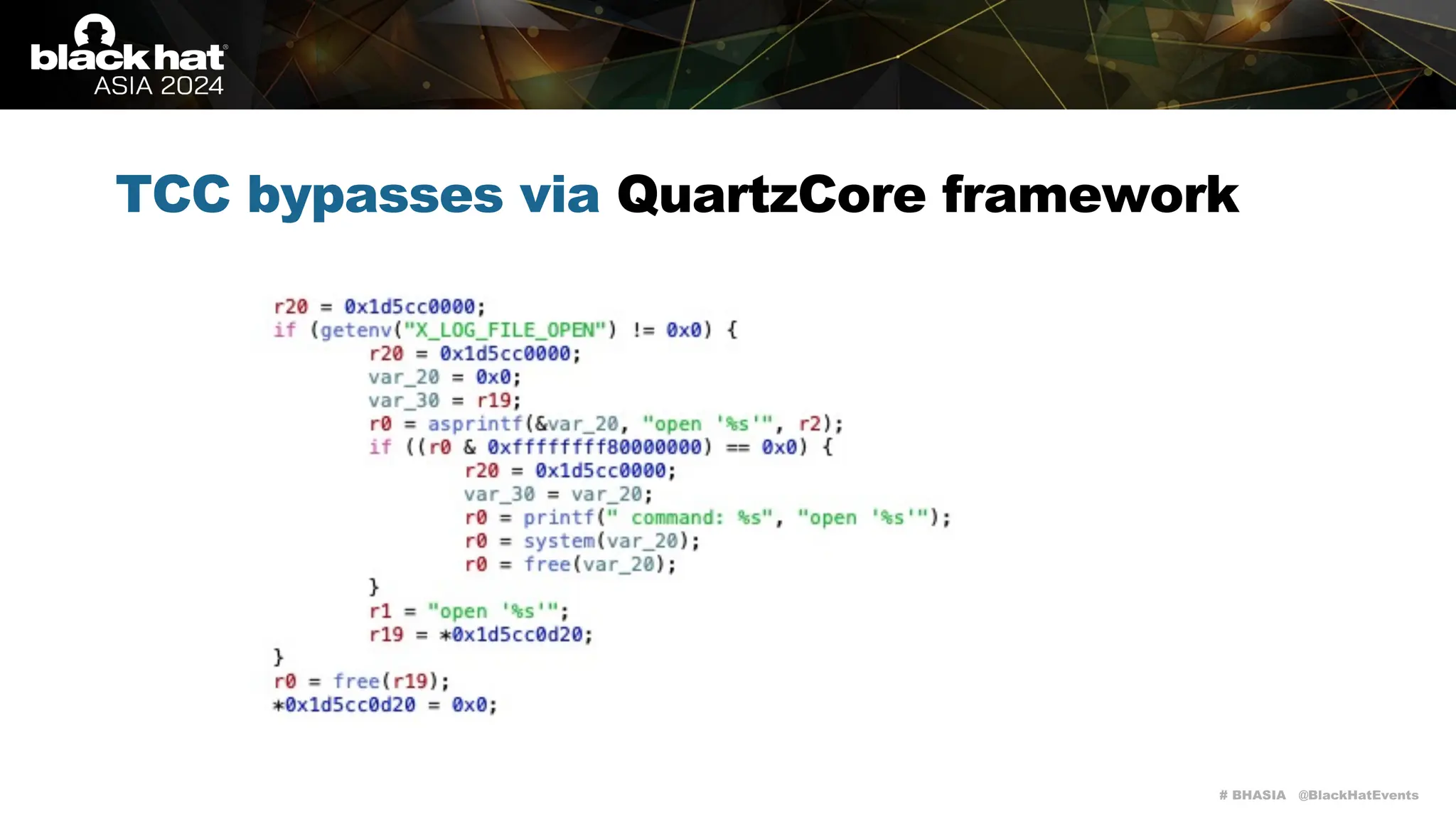 # BHASIA @BlackHatEvents
TCC bypasses via QuartzCore framework
 