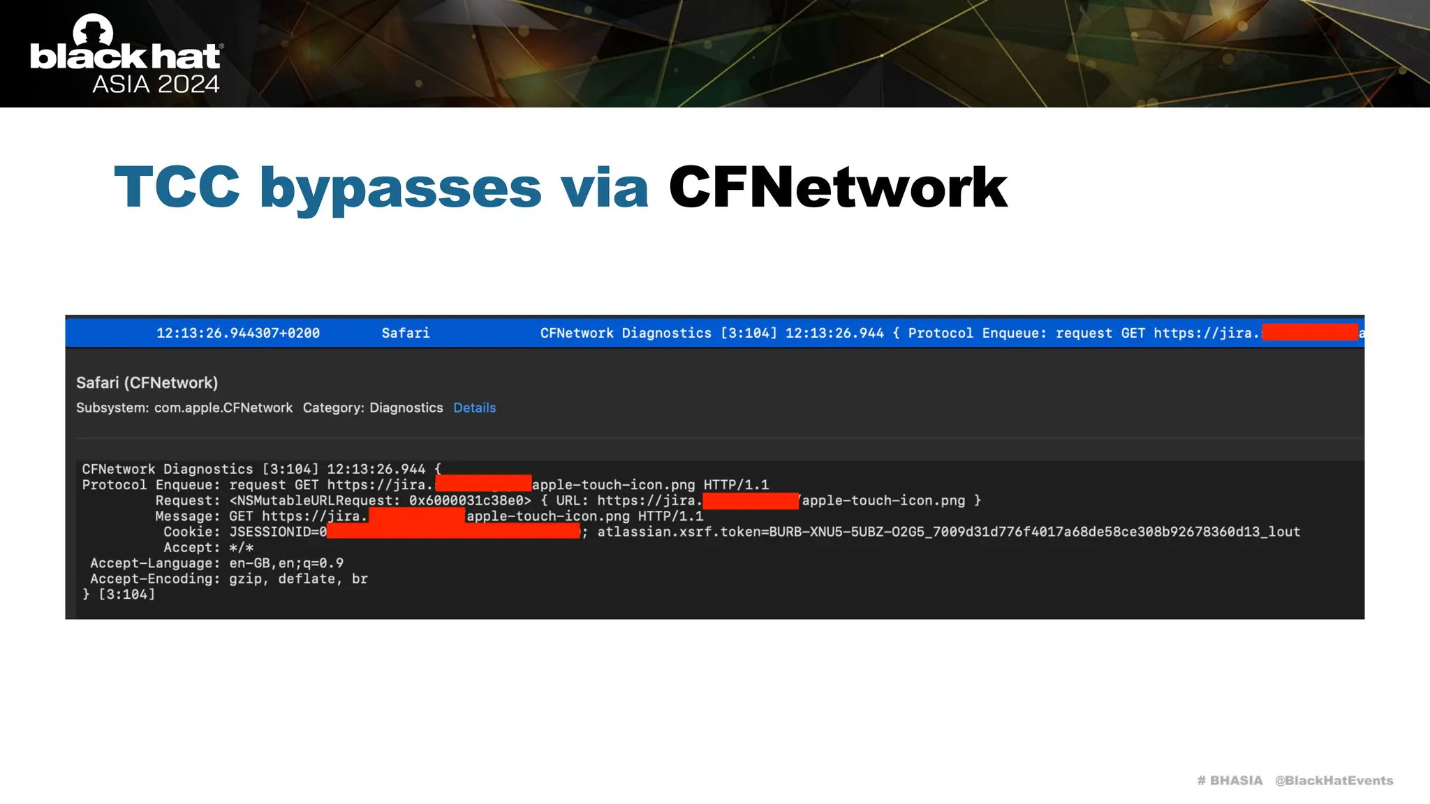 # BHASIA @BlackHatEvents
TCC bypasses via CFNetwork
 