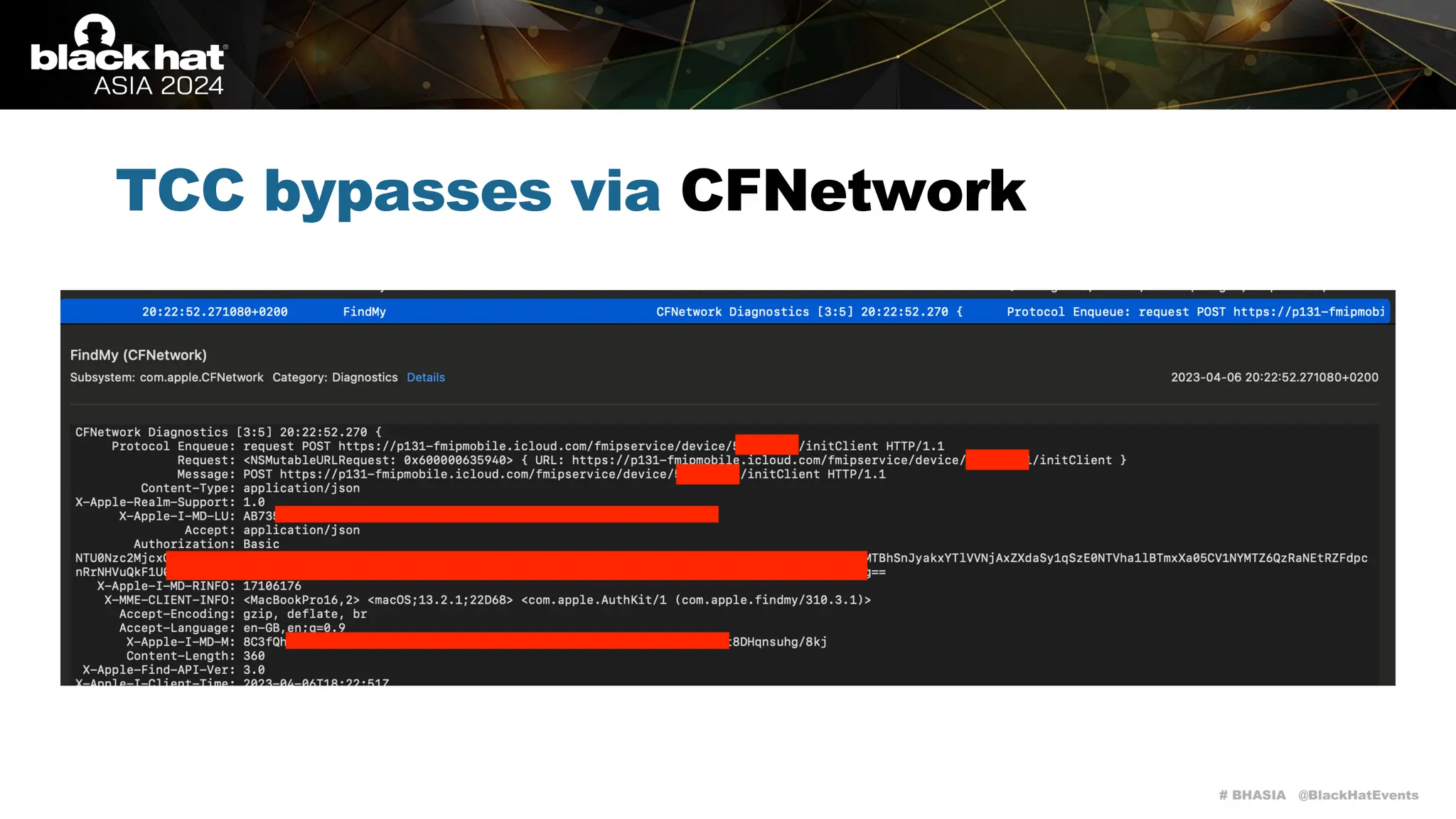 # BHASIA @BlackHatEvents
TCC bypasses via CFNetwork
 