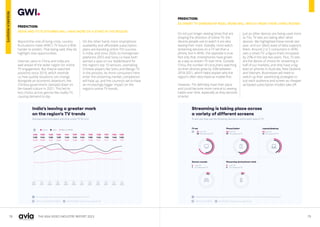 78 79
THE ASIA VIDEO INDUSTRY REPORT 2023
Beyond the cost-of-living crisis, country
fluctuations make APAC’s TV future a little
harder to predict. That being said, they do
highlight new opportunities.
Internet users in China and India are
well ahead of the wider region for online
TV engagement. But they’ve switched
positions since 2019, which reminds
us how quickly situations can change.
Alongside an economic downturn, the
Chinese government clamped down on
fan-based culture in 2021. This led to
less choice across genres like reality TV,
causing demand to dip.
On the other hand, more smartphone
availability and affordable subscription
plans are boosting online TV’s success
in India; and since 2020, its homegrown
platforms ZEE5 and Sony Liv have both
earned a spot on our leaderboard for
the region’s top 10 services, overtaking
Chinese players like Sohu and Mango TV
in the process. As more consumers here
enter the streaming market, competition
will heat up, and the country’s set to have
an increasingly bigger impact on the
region’s online TV trends.
It’s not just longer viewing times that are
shaping the direction of online TV; the
devices people use to watch it are also
leaving their mark. Globally, more watch
streaming services on a TV set than a
phone, but in APAC, the opposite is true.
Not only that, smartphones have grown
as a way to stream TV over time. Outside
China, the number of consumers watching
via their phones grew by 33% between
2018-2021, which helps explain why the
region’s often described as mobile-first.
However, TVs definitely have their place
and could become more central to viewing
habits over time, especially as they become
smarter.
Just as other devices are being used more
as TVs, TV sets are taking after other
devices. We highlighted these trends last
year, and our latest wave of data supports
them. Around 2 in 5 consumers in APAC
own a smart TV, a figure that’s increased
by 25% in the last two years. Plus, TV sets
are the device of choice for streaming in
half of our markets, and they have a big
lead on phones in Australia, New Zealand,
and Vietnam. Businesses will need to
switch up their advertising strategies to
suit each audience and screen as cheaper
ad-based subscription models take off.
PREDICTION:
INDIA AND ITS PLATFORMS WILL HAVE MORE OF A STAKE IN THE REGION
PREDICTION:
AS SMART TV OWNERSHIP RISES, MORE WILL WATCH FROM THEIR LIVING ROOMS
RESEARCH
INSIGHTS
 
